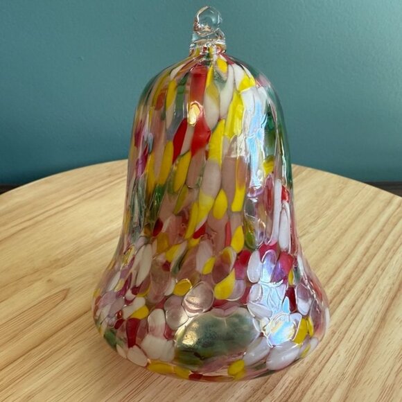 Handmade Zorza Polish Handblown Glass Bell Ornament Colorful Confetti Design NIB - Picture 1 of 13